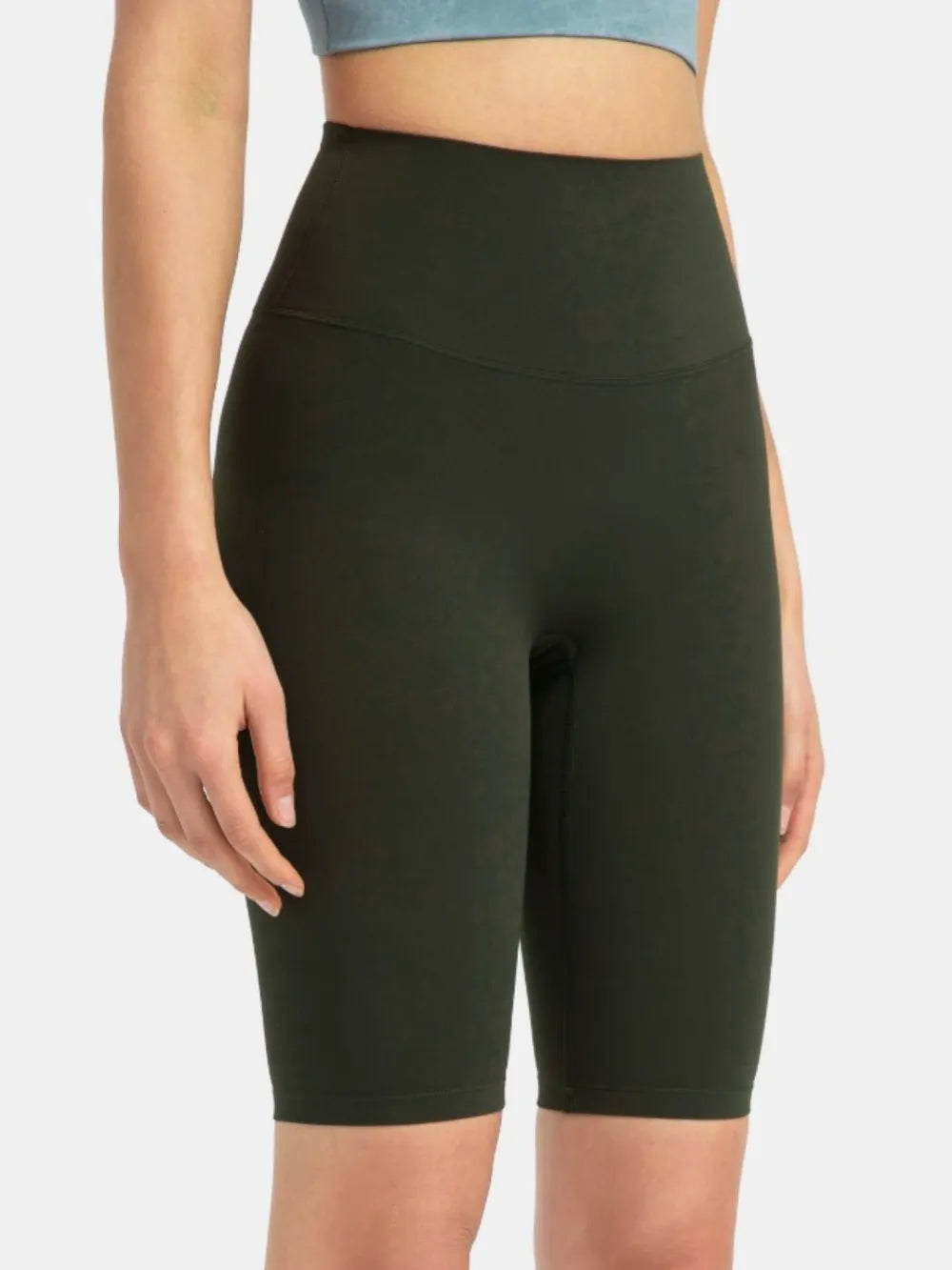 High Rise Wide Waistband Active Shorts in Dark Brown for Women