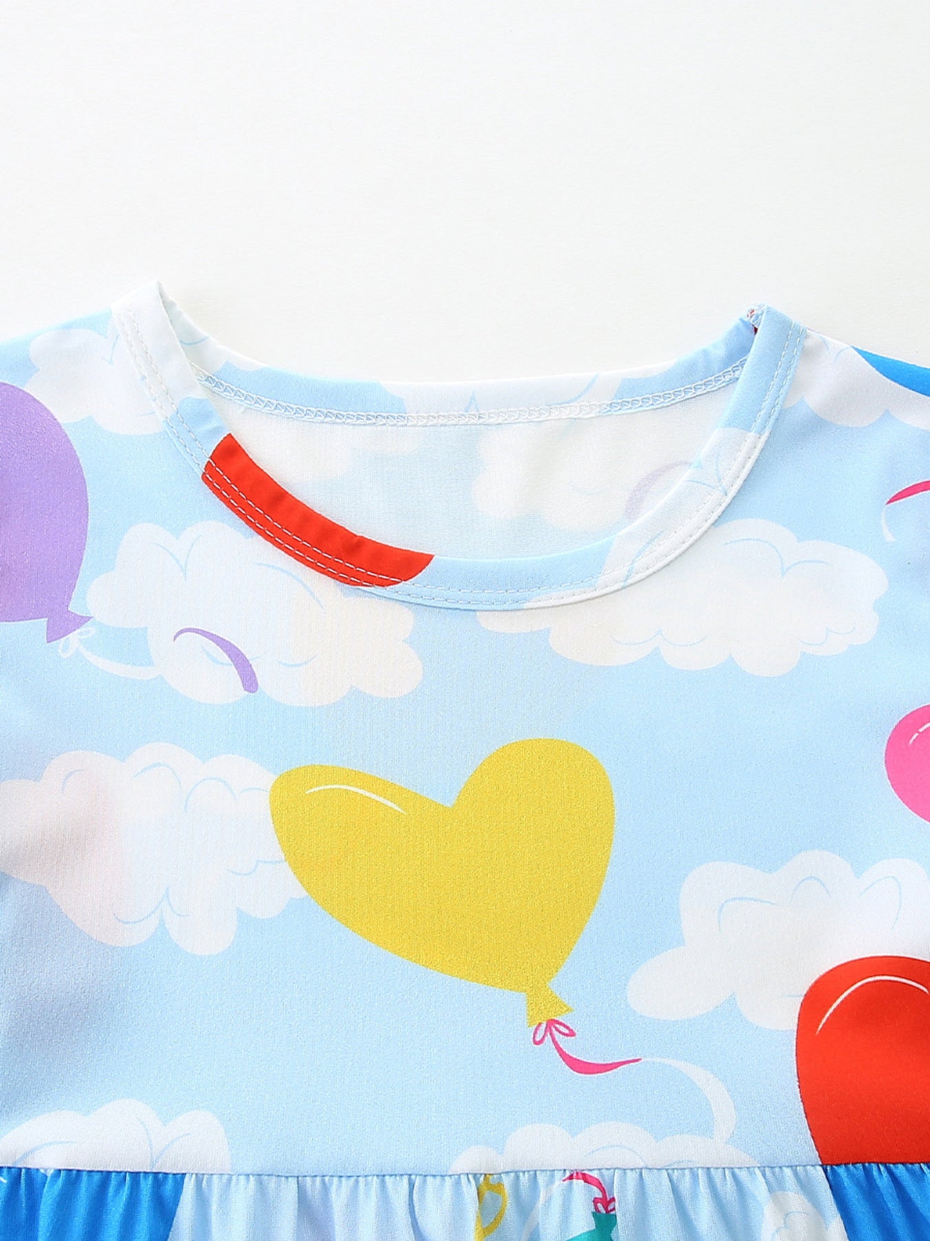 Heart Balloon Print Casual Dress in Multicolor for Girls