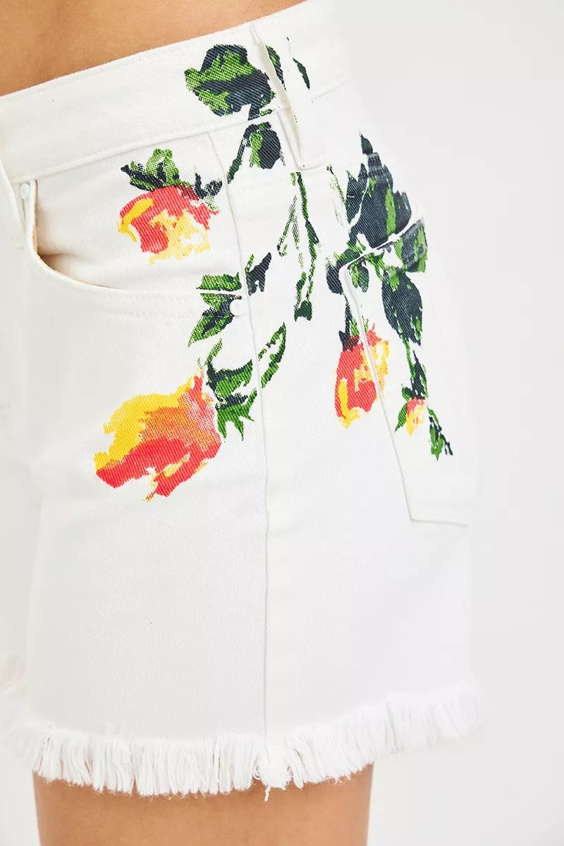 Tummy Control High Rise Flower Printed Shorts for Women