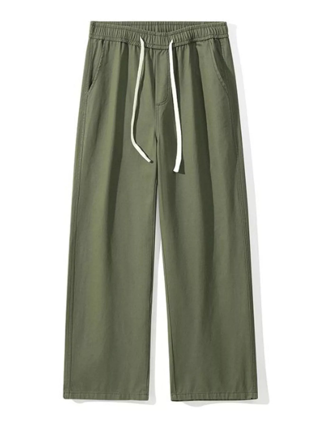 Relaxed Fit Drawstring Pants Plus Size in Black in Khaki for Men