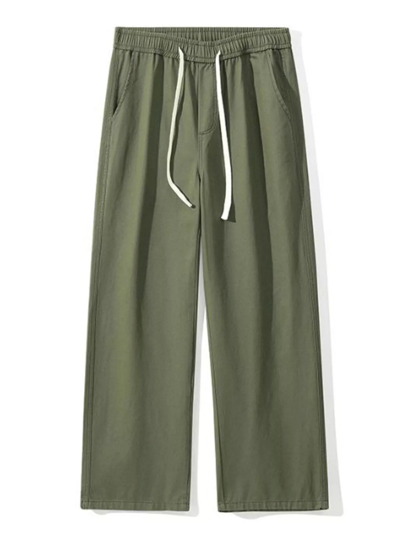 Relaxed Fit Drawstring Pants Plus Size in Black in Khaki for Men