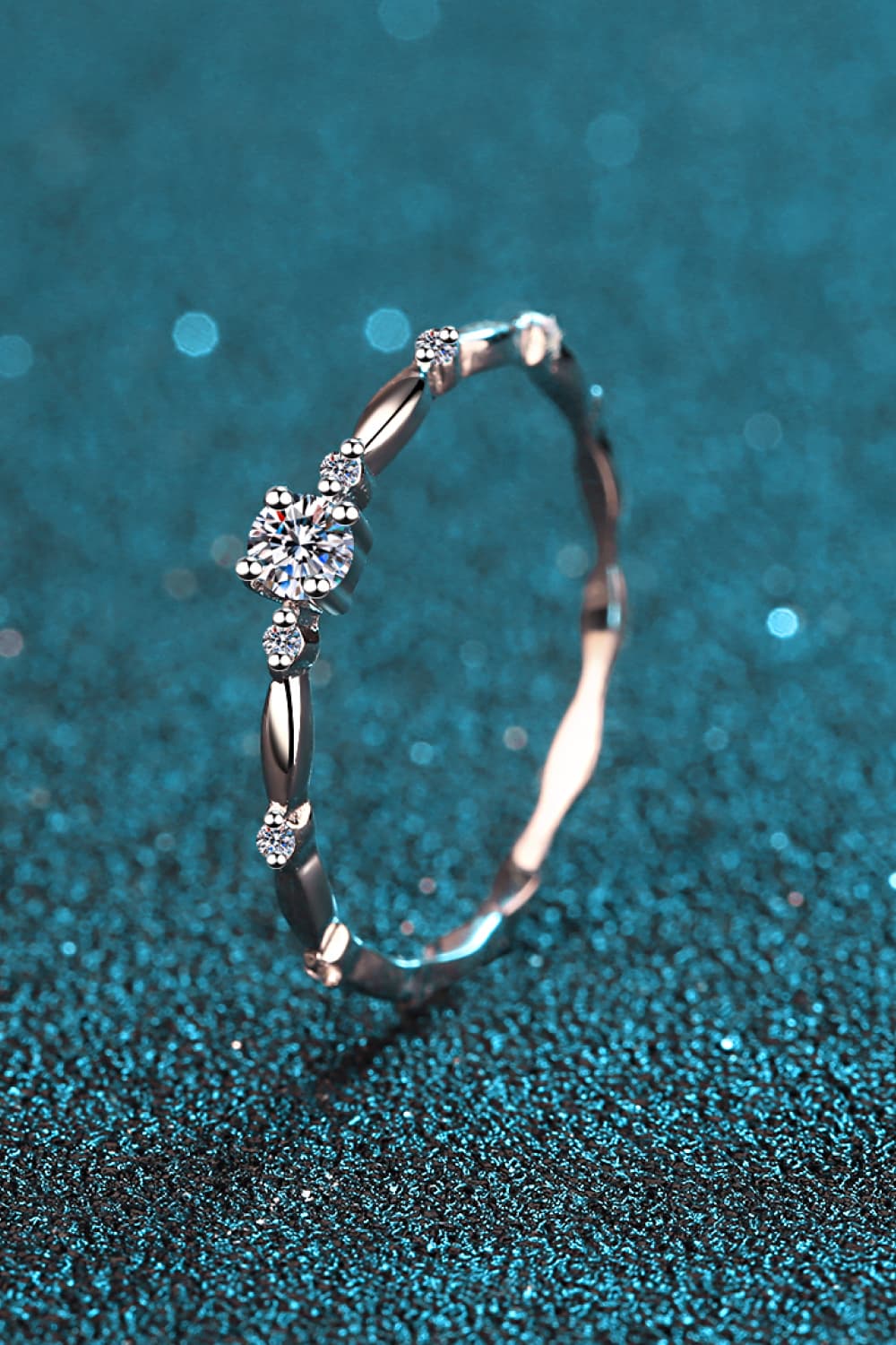 Moissanite 925 Sterling Silver Rhodium-Plated Ring for Women