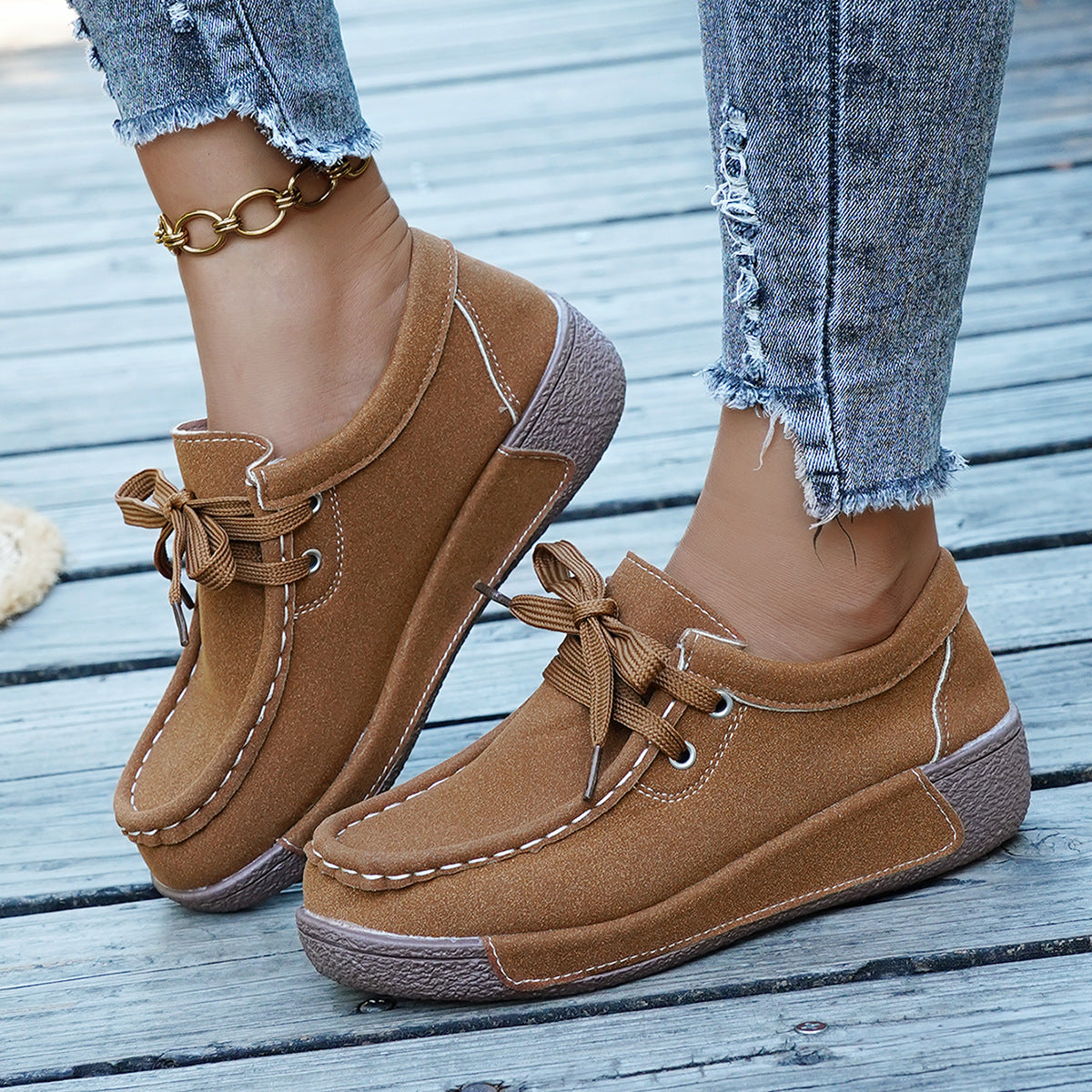 Lace Up Round Toe Sneakers in Red for Women