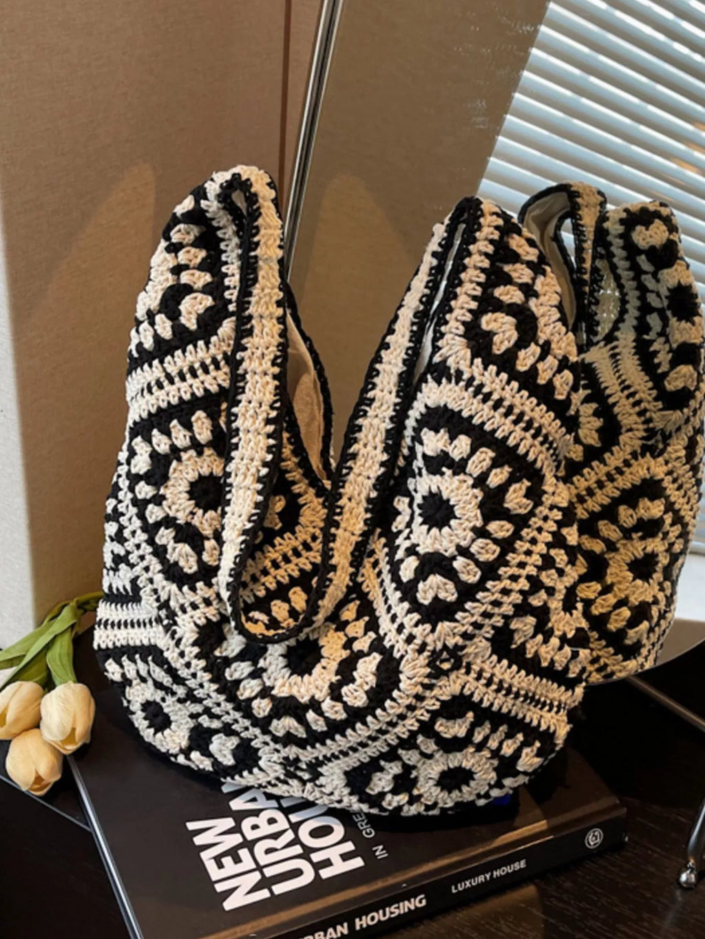 Crochet Hobo Shoulder Bag for Women