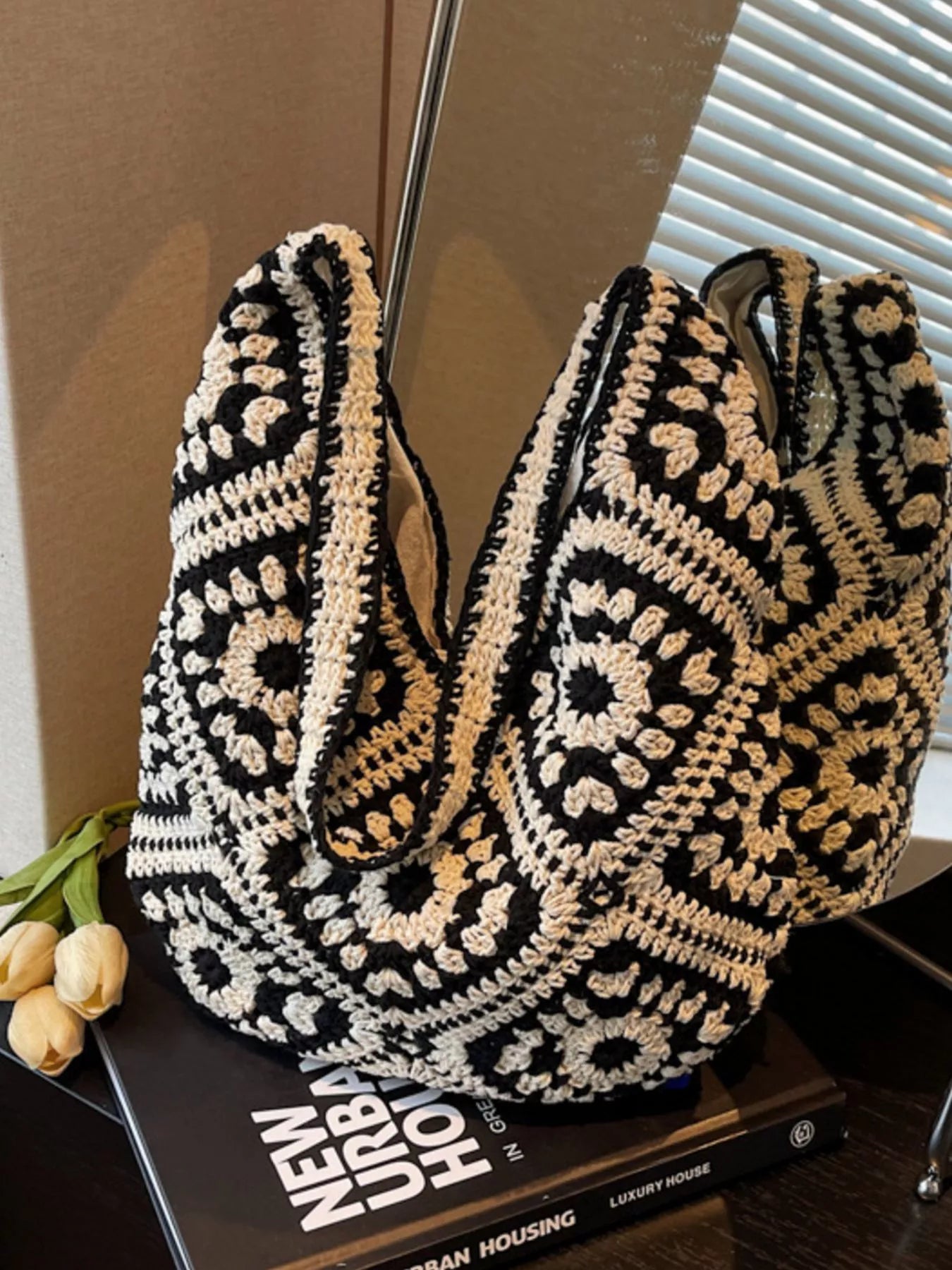 Crochet Hobo Shoulder Bag for Women