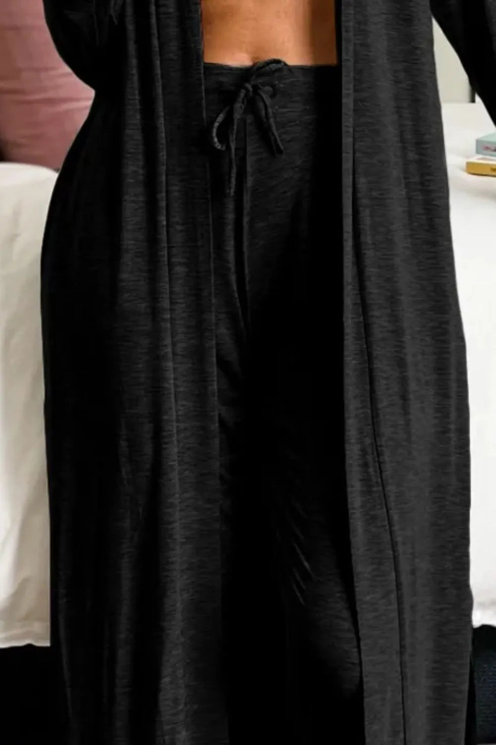 Open Front Long Sleeve Cardigan and Pants Lounge Set for Women