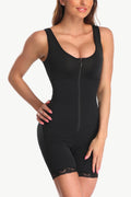 Plus Size Zip-Up Lace Detail Shapewear in Black for Women