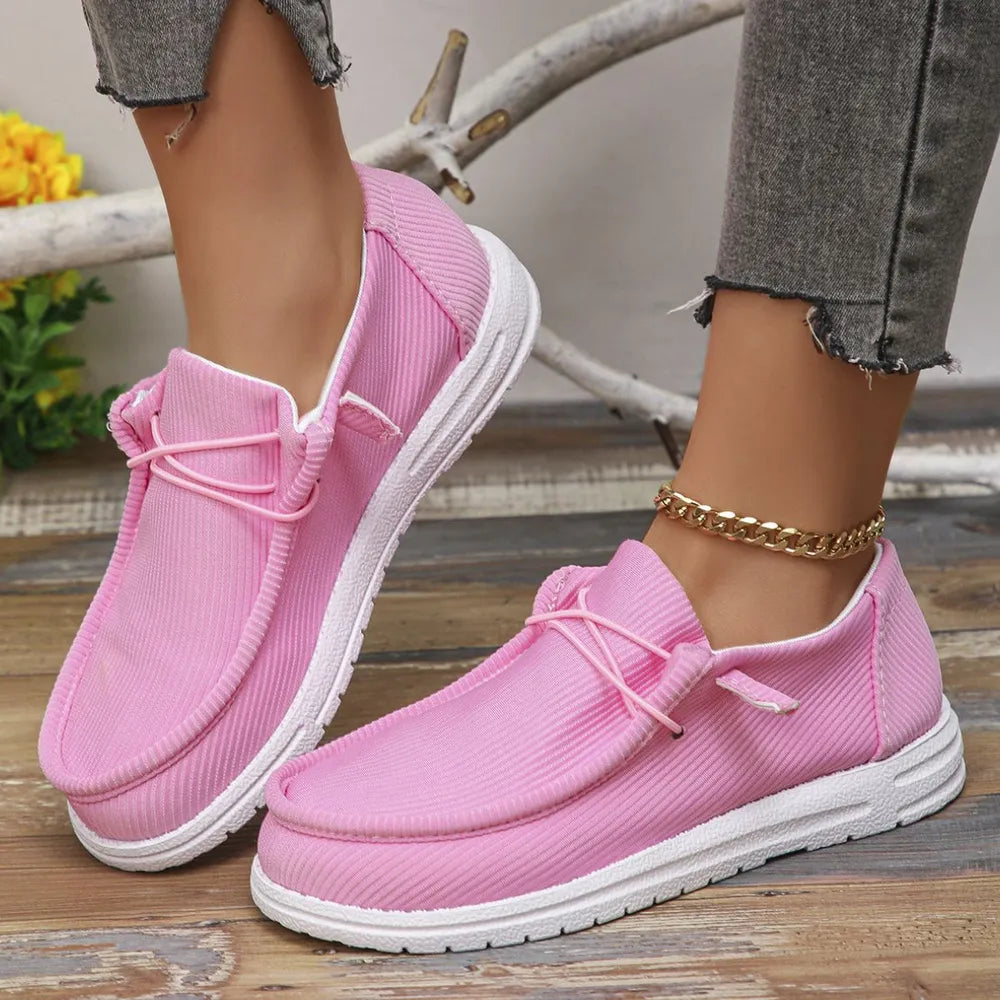 Round Toe Canvas Sneakers in Black for Women