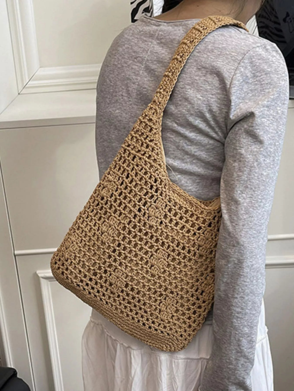 Knitted Crochet Shoulder Bag for Women