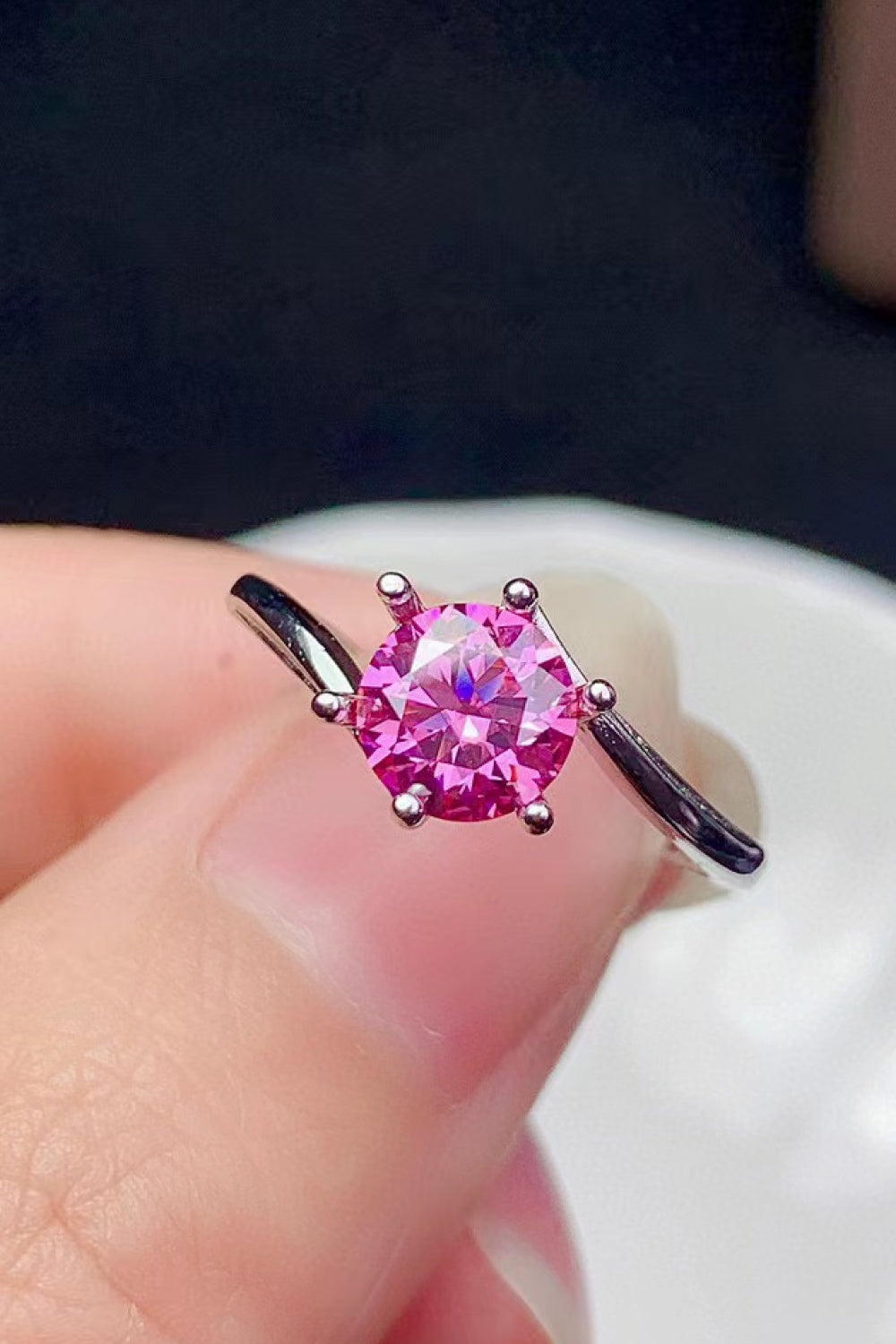 Cant Stop Your Shine 1 Carat Moissanite Ring in Pink for Women
