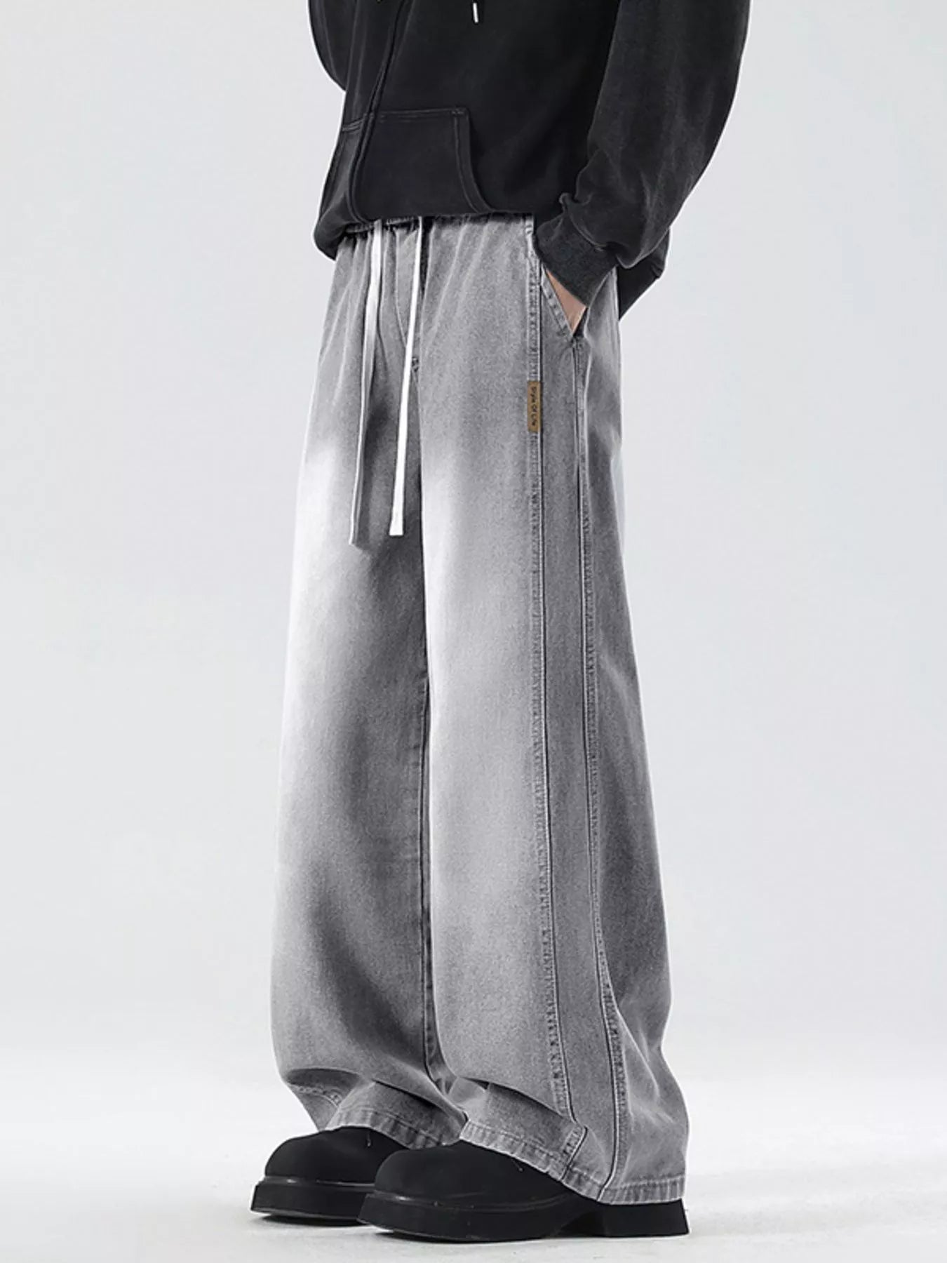 Wash Wide Leg Jeans Plus Size in Classic in Vintage Blue for Men