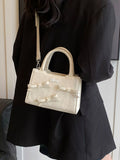 Bow Decor Crossbody Bag in White for Women