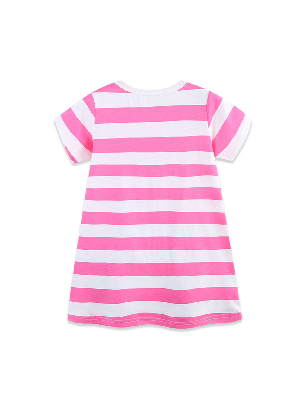Bee Embroidered Striped Casual Dress in Pink for Girls