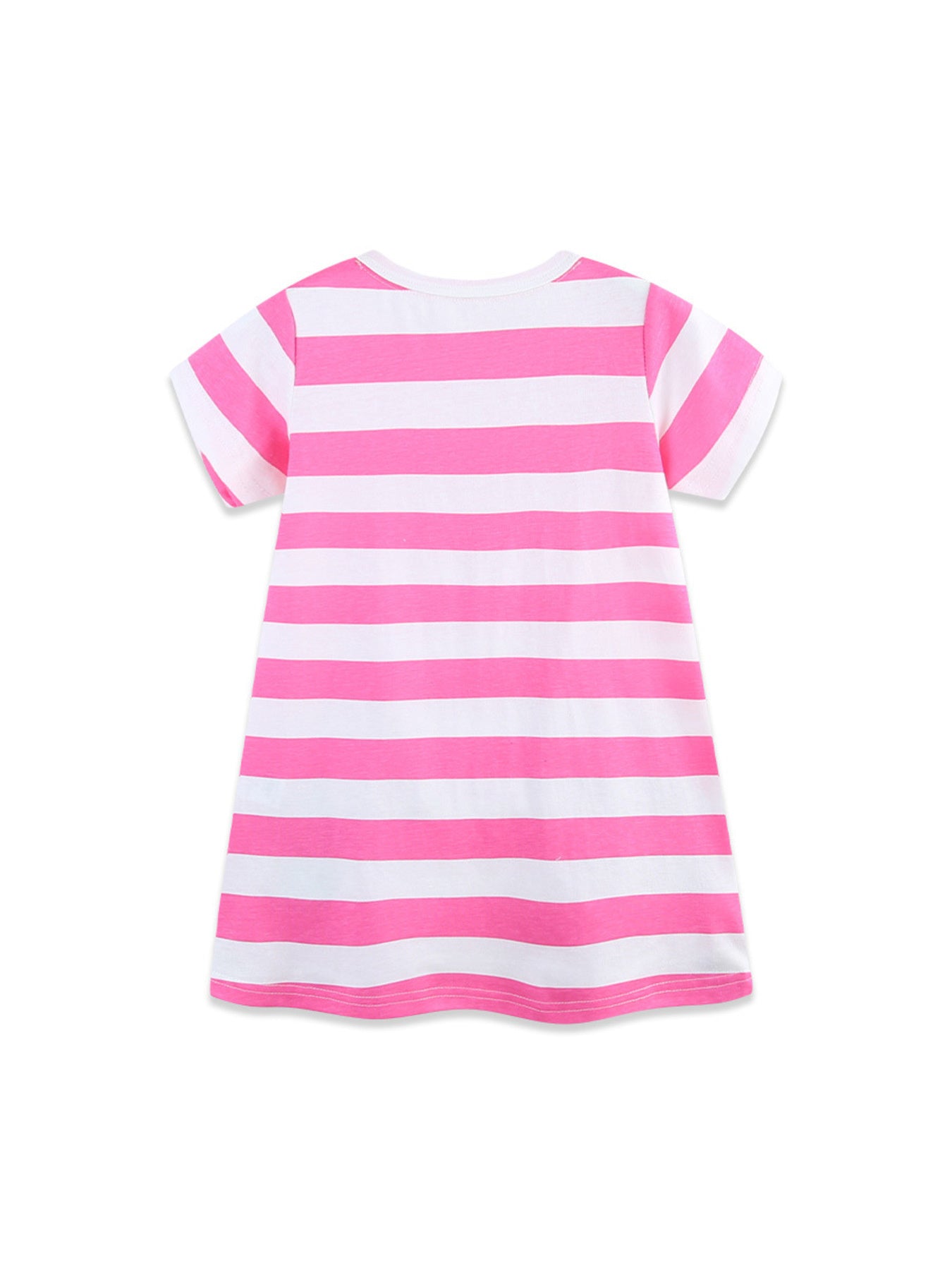 Bee Embroidered Striped Casual Dress in Pink for Girls