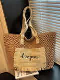Fringe Straw Shoulder Bag in Khaki Color for Women