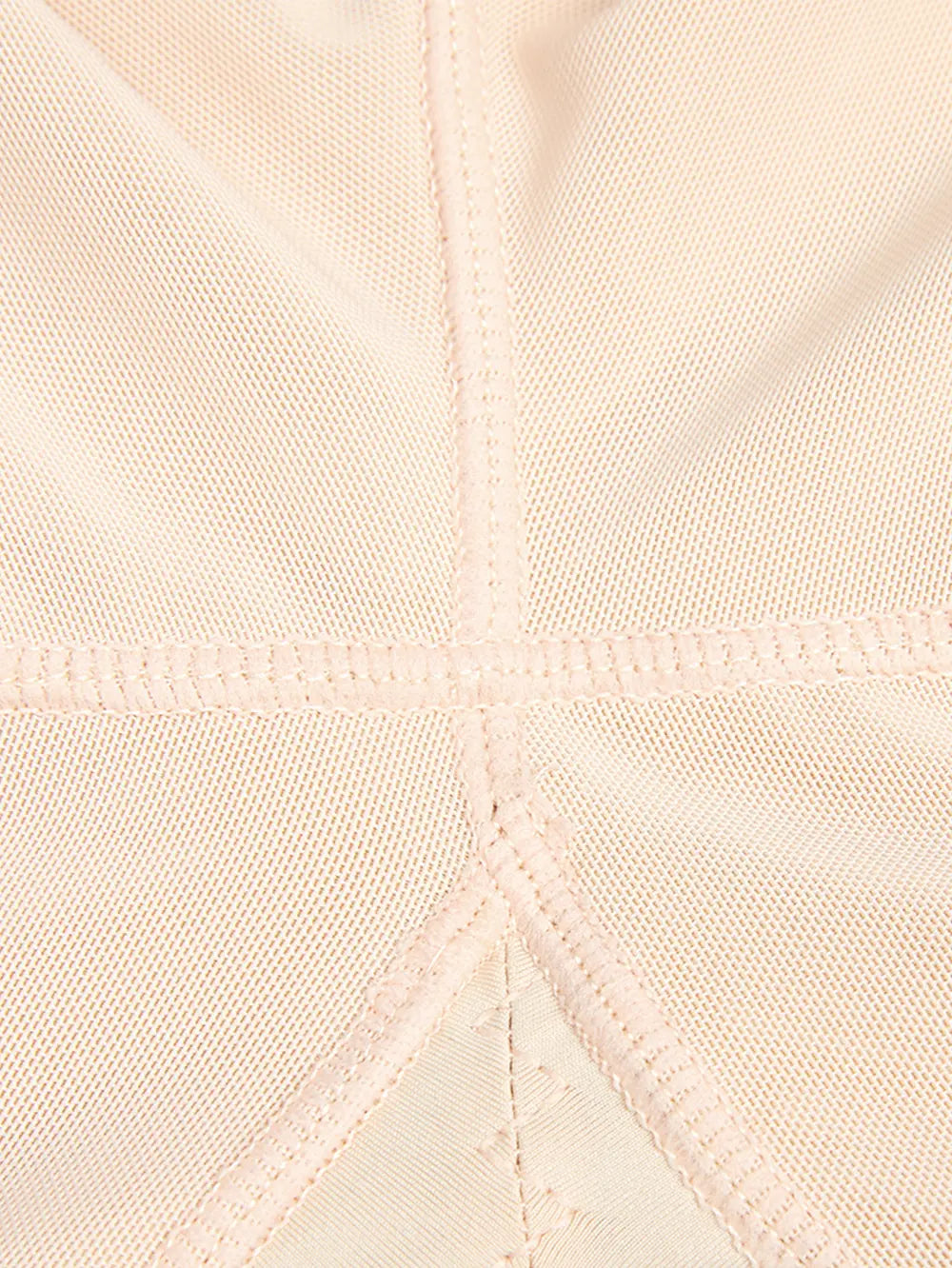 Plus Size Zip Up Lace Detail Long Sleeve Shapewear in Ivory for Women