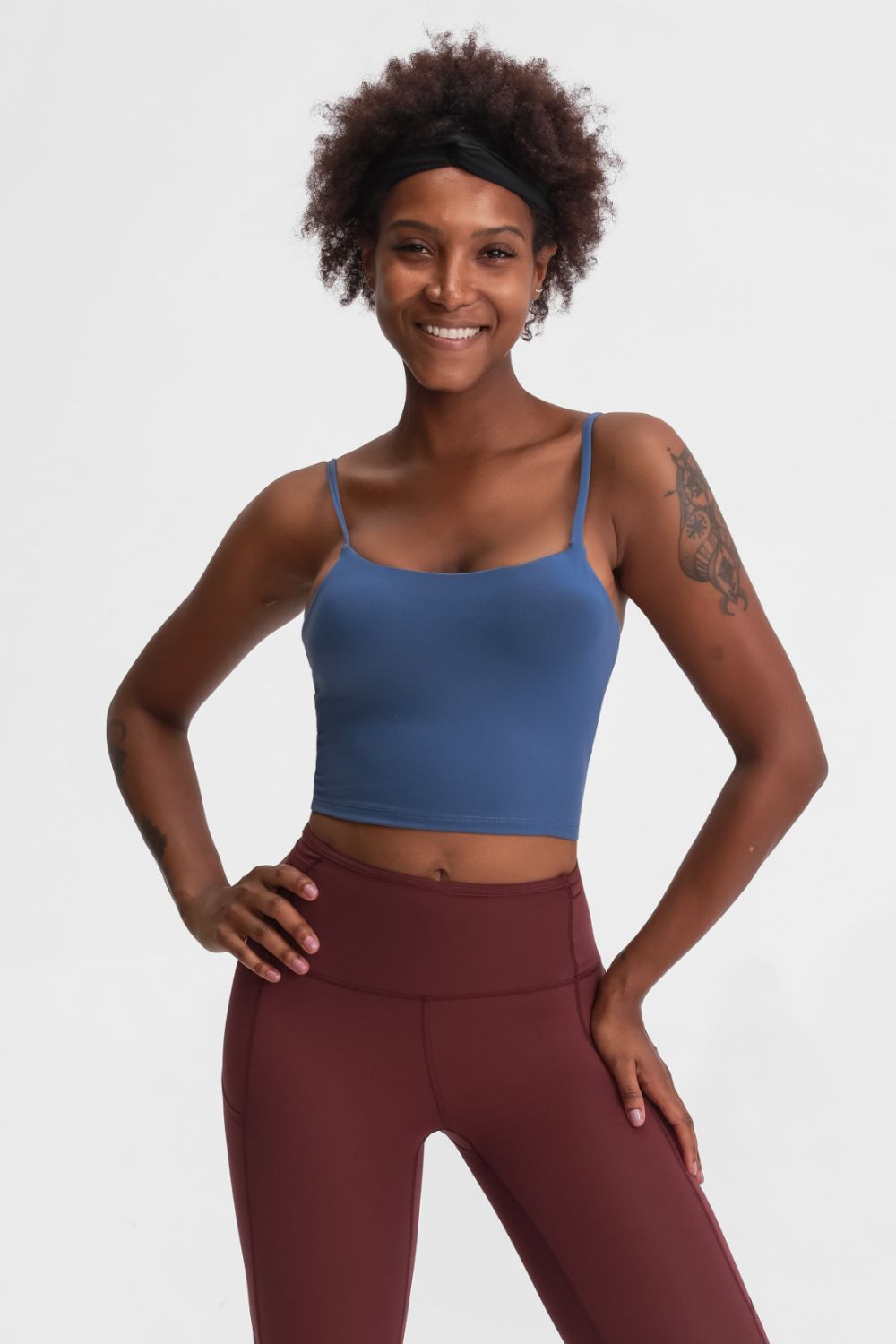 Feel Like Skin Scoop Neck Sports Cami in Light Blue for Women