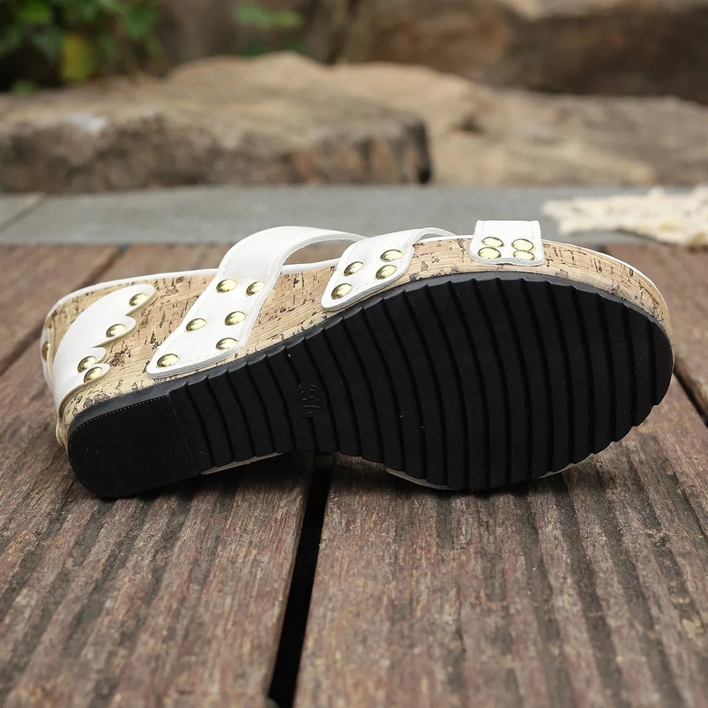 Open Toe Wedge Sandals in Soft in White for Women