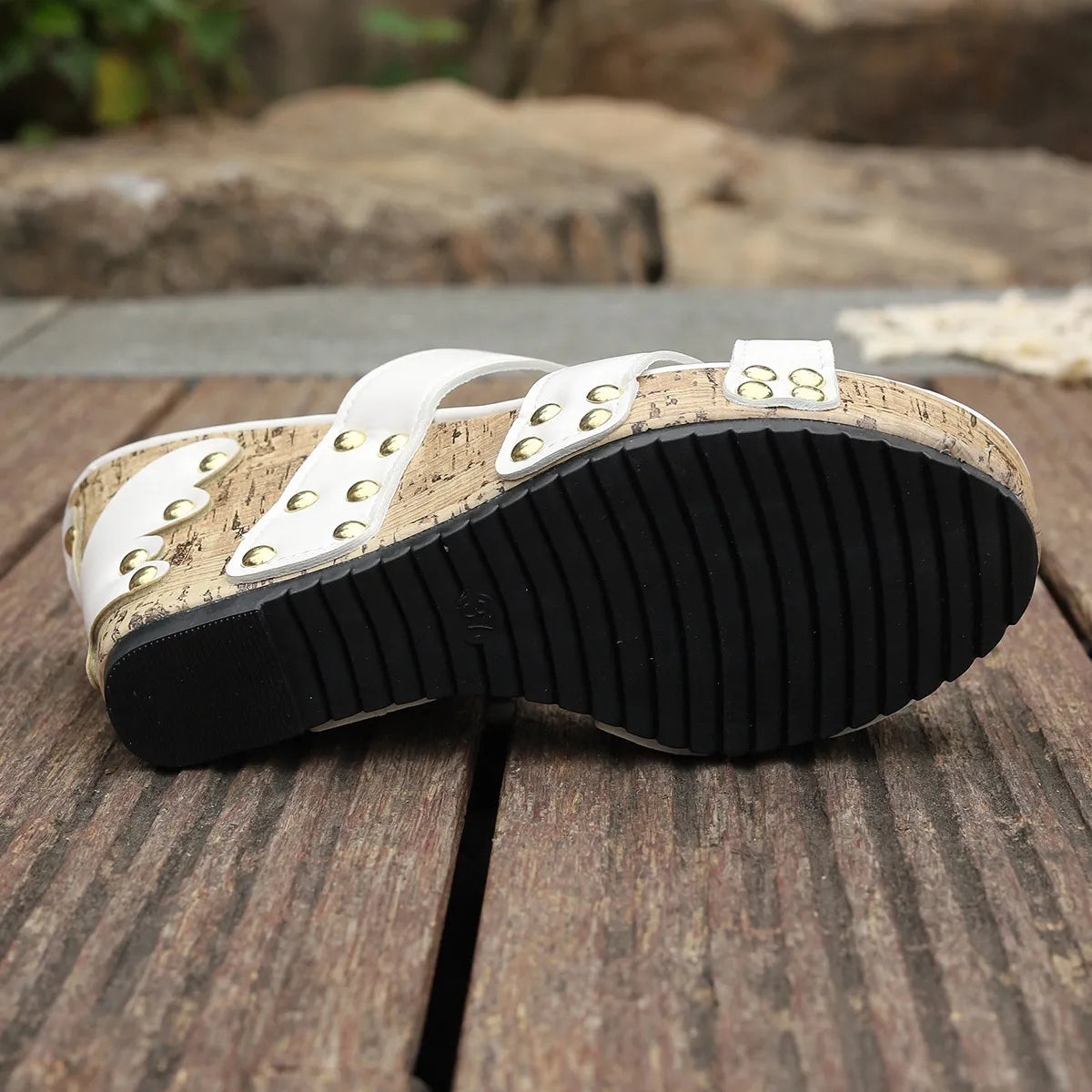 Open Toe Wedge Sandals in Soft in White for Women