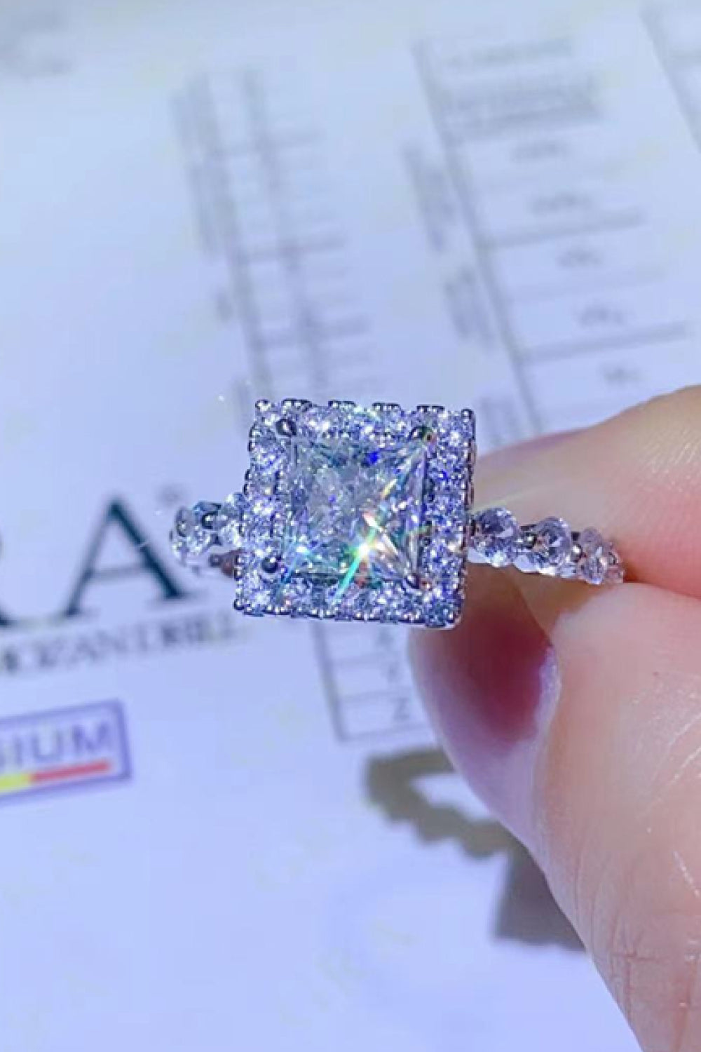 Adored 1 Carat Moissanite Square Ring in White for Women