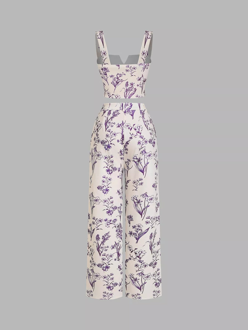 Floral Print Cami Top and Wide Leg Pants Set in Light Blue for Women
