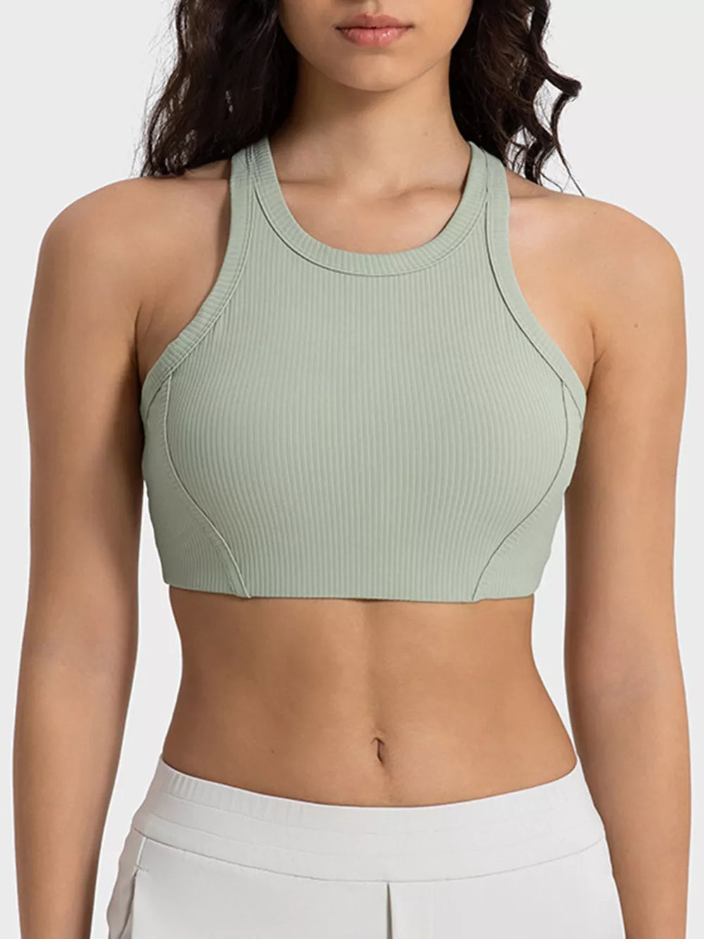 Wide Strap Cropped Sport Tank in White for Women