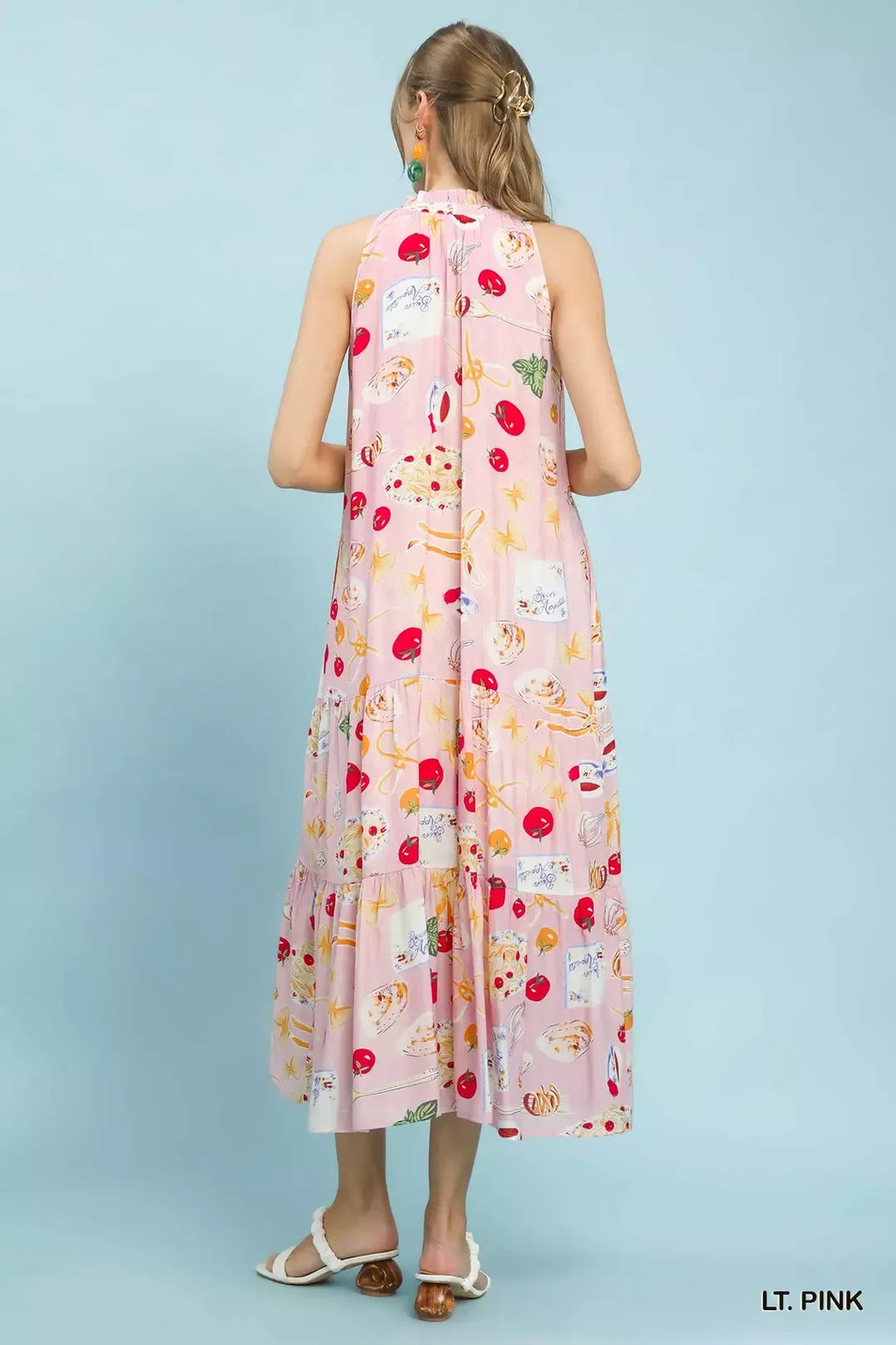 Abstract Print Tiered Halter Midi Dress for Women