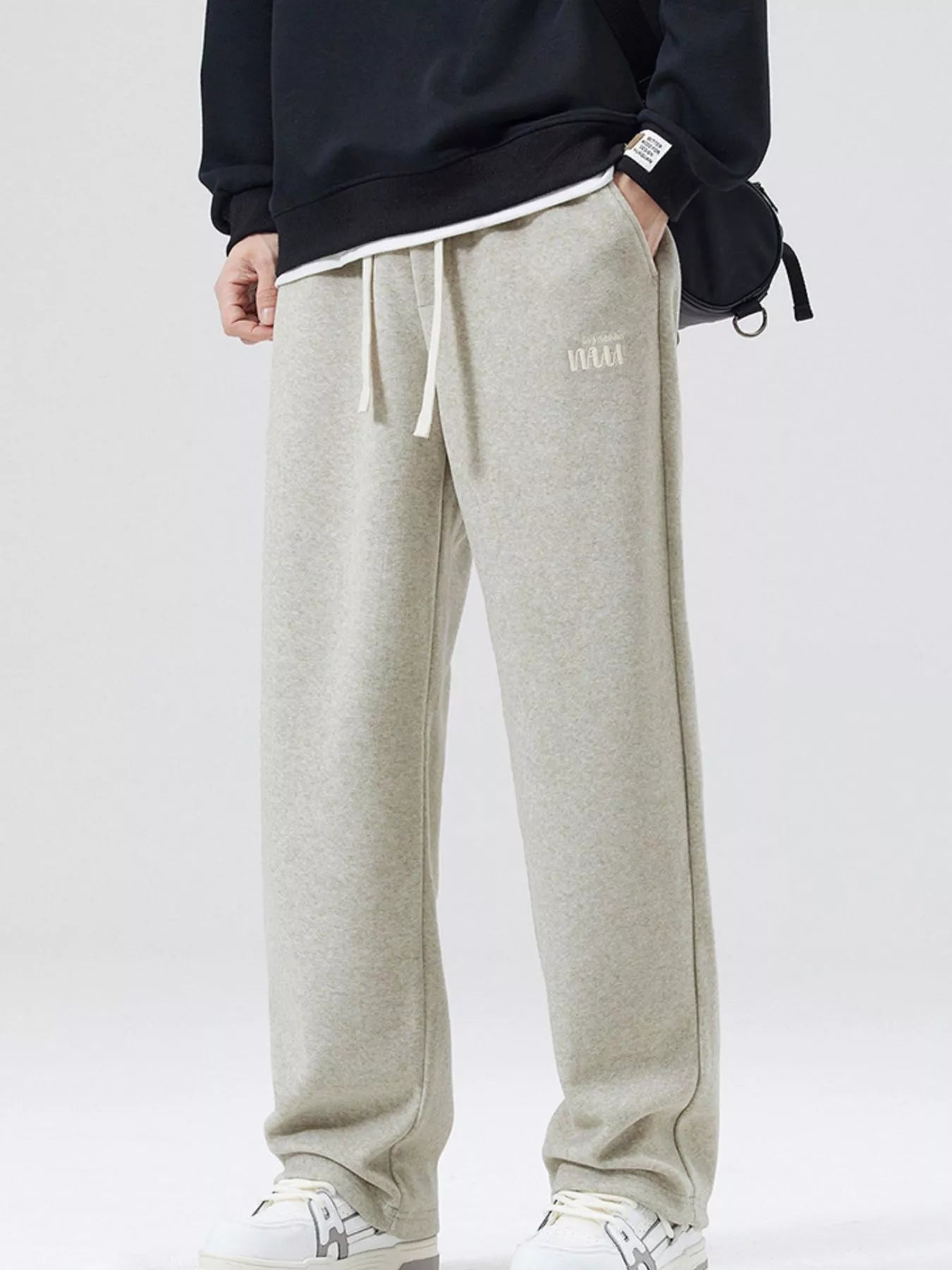 Casual Loose Fit Sweatpants Plus Size in Apricot for Men