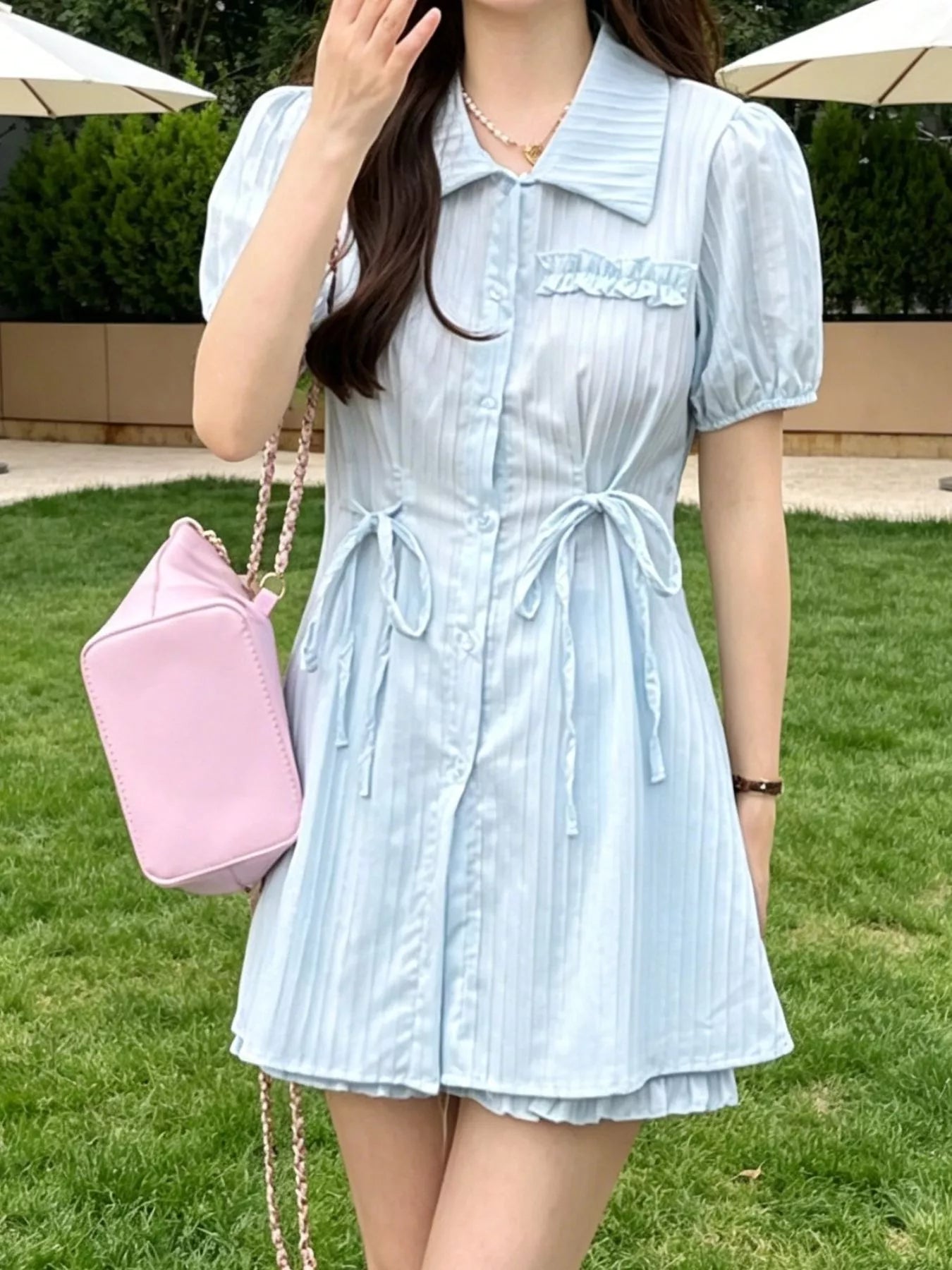 Tied Button Up Shirt and Shorts Set for Women