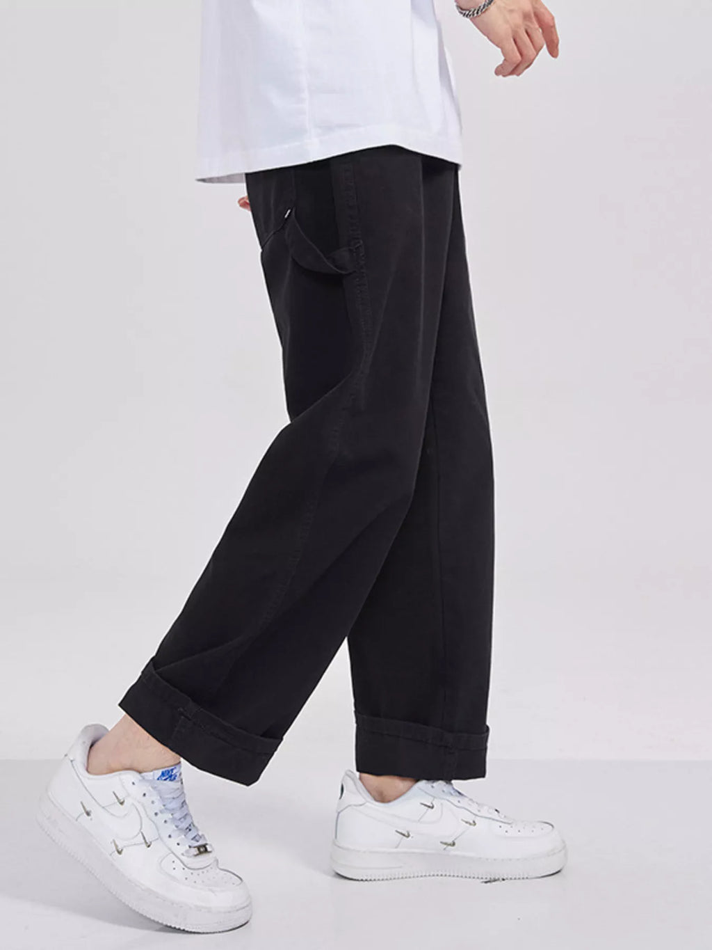 Loose Fit Cargo Jeans Plus Size in Dark Gray for Men