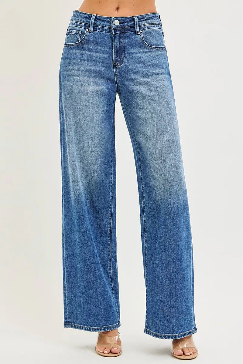Slouchy Baggy Jeans with Pockets in Medium for Women