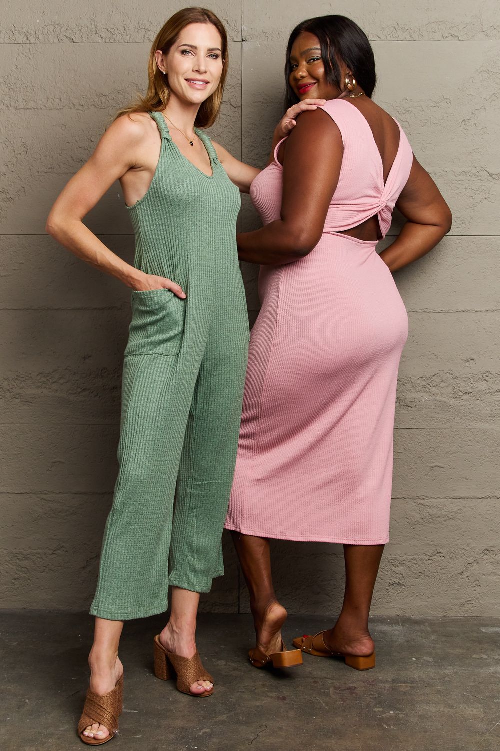 Dont Get It Twisted Plus Size Rib Knit Jumpsuit for Women
