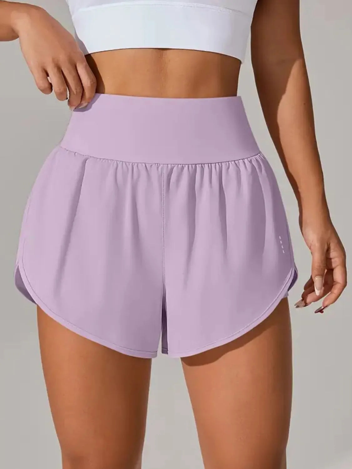Pocketed High Waist Active Shorts in Orange for Women