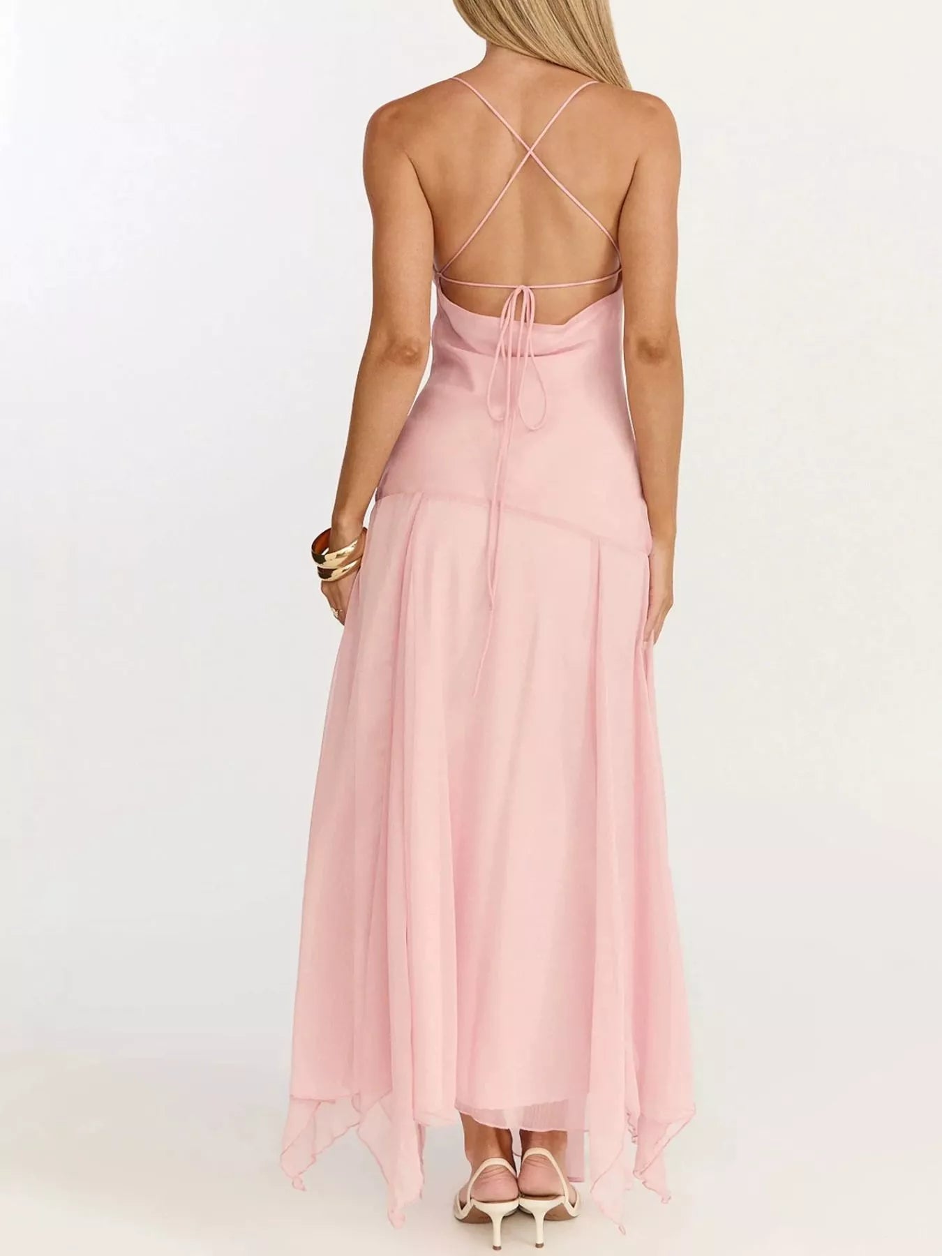 Slit Spaghetti Strap Dress in Pink for Women