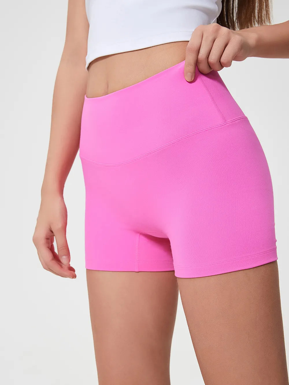 High Waist Active Shorts in Deep Dark Green in Black for Women