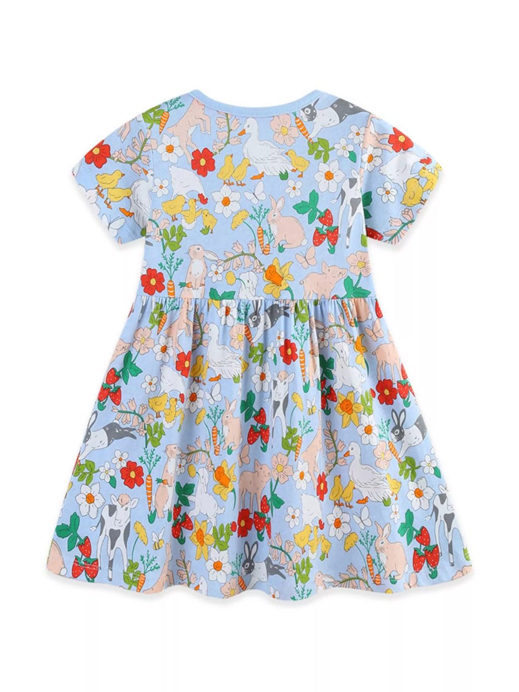 Cartoon Animal Print Casual Dress in Multicolor for Girls