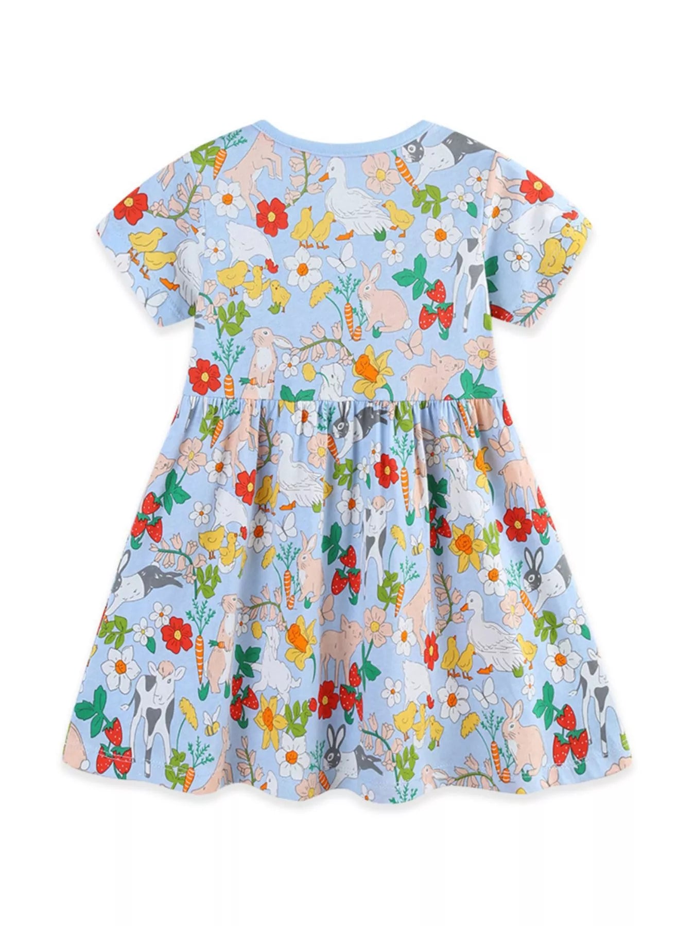 Cartoon Animal Print Casual Dress in Multicolor for Girls