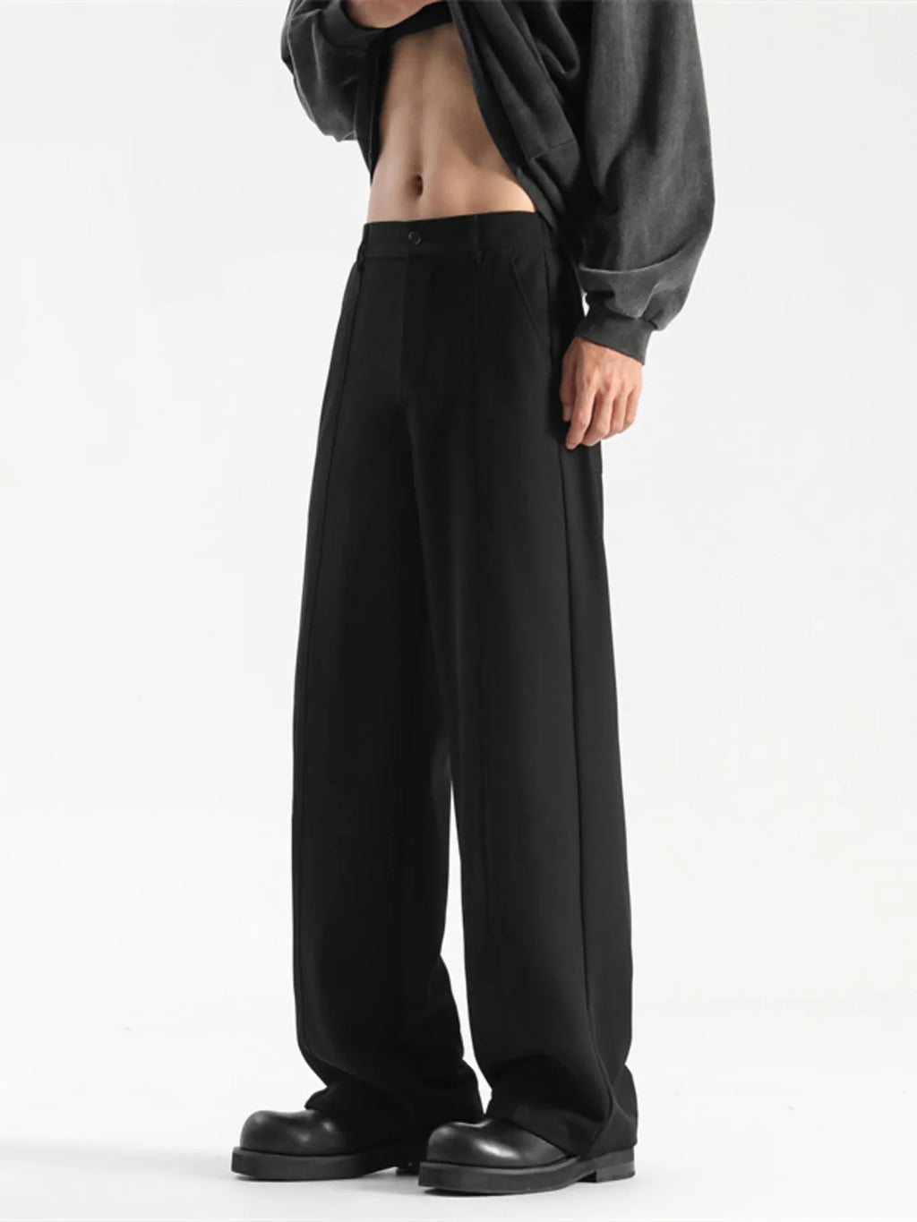 Wide Leg Pants Plus Size in Coffee for Men
