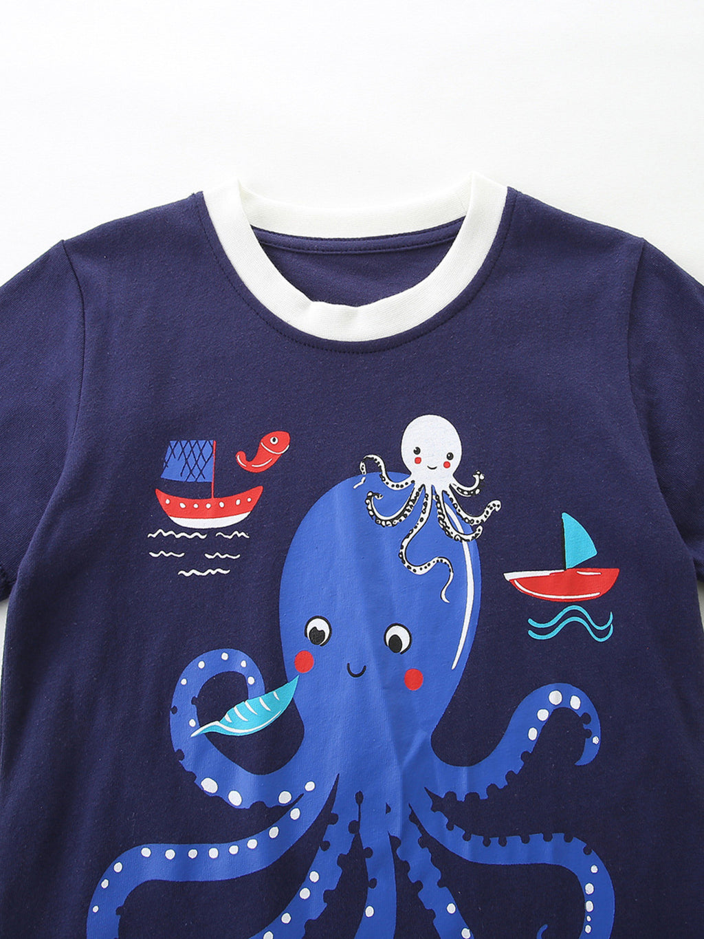 Octopus Graphic Tee and Shorts Set in Navy for Boys
