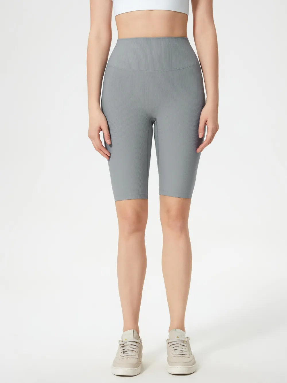 High Waist Active Shorts in Gray for Women