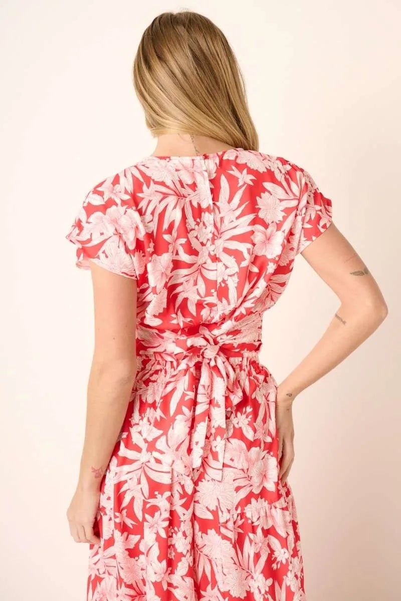 Tropical Print Top and Skirt Set for Women