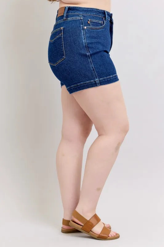 High Waist Tummy Control Denim Shorts Plus Size for Women