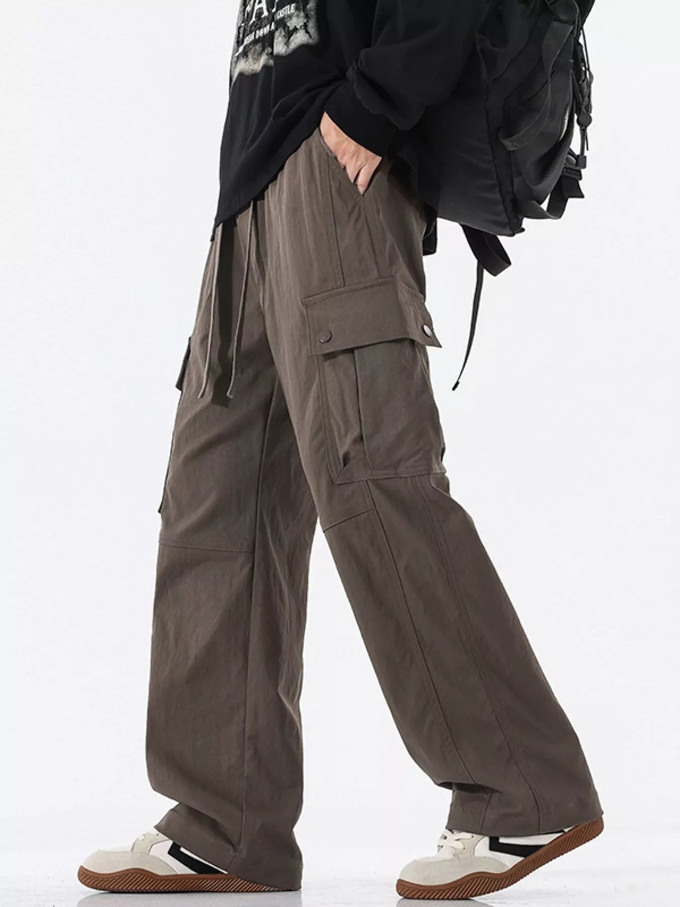 Loose Fit Cargo Pants Plus Size in Coffee for Men