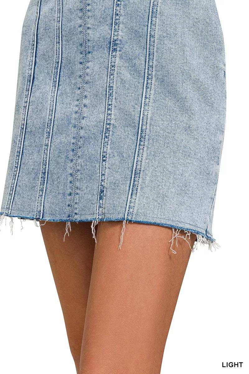Spaghetti Strap Exposed Seam Light-Wash Dress for Women