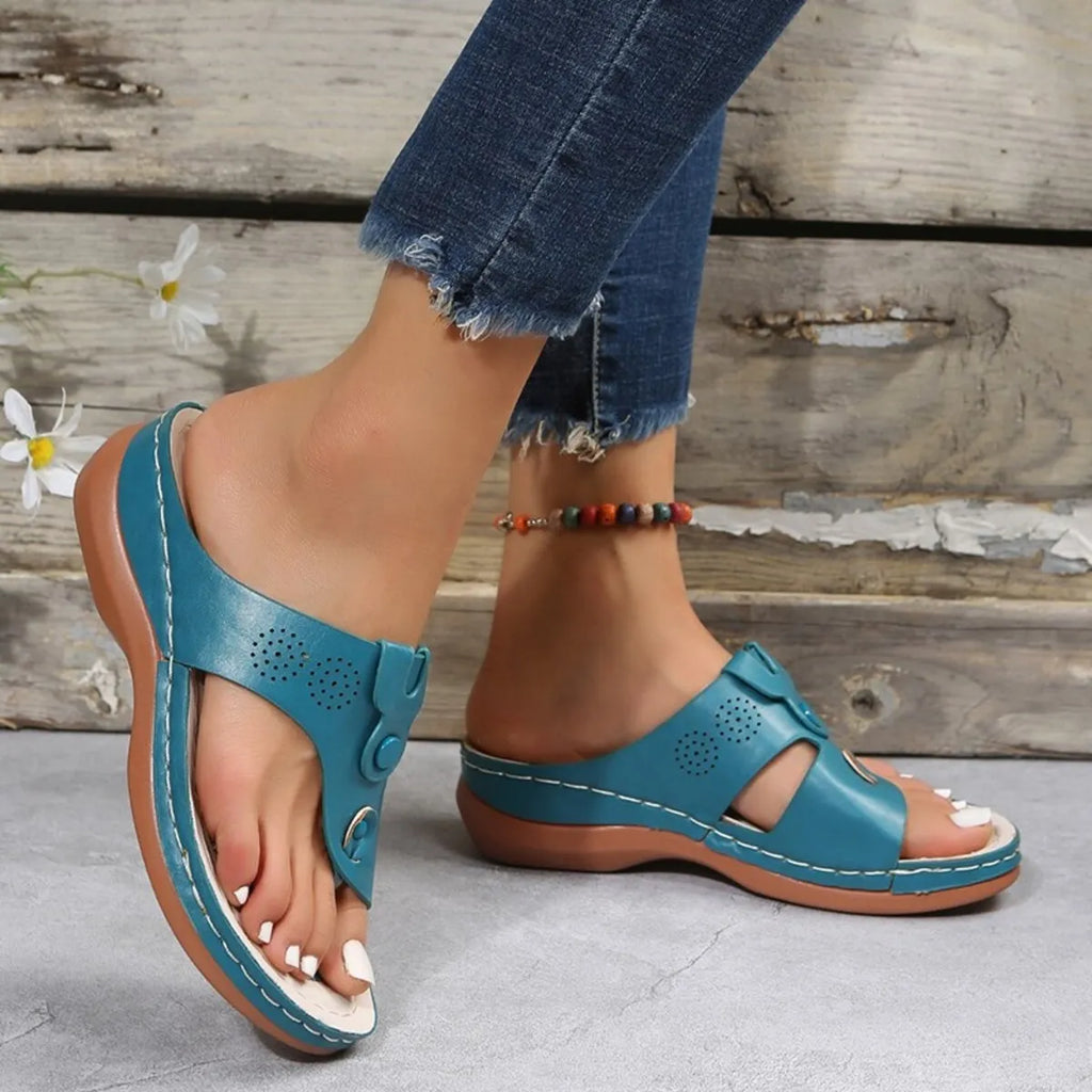 Cutout Wedge Sandals in Off-White for Women