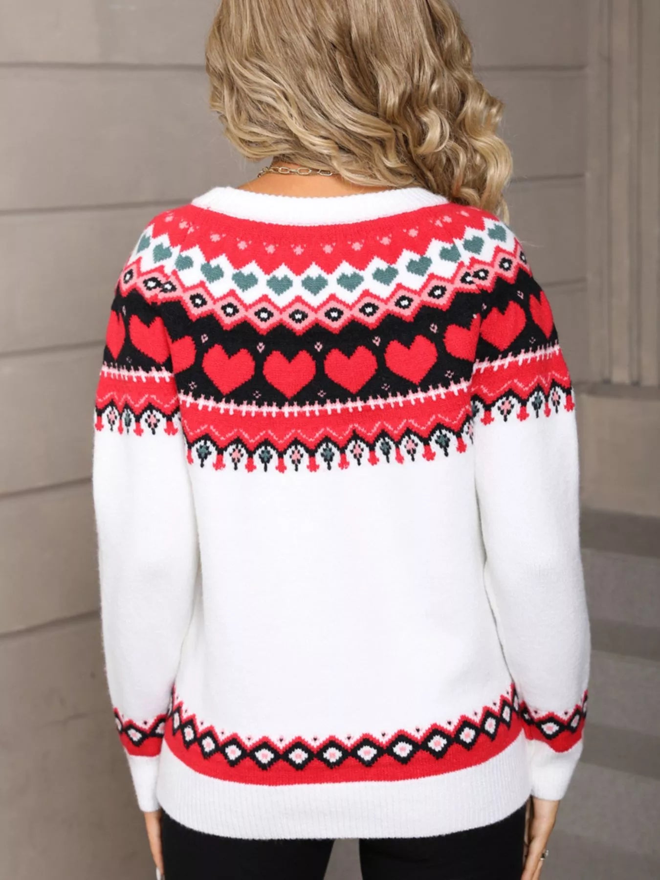 Valentines Day Heart Pattern Knitted Sweater for Women