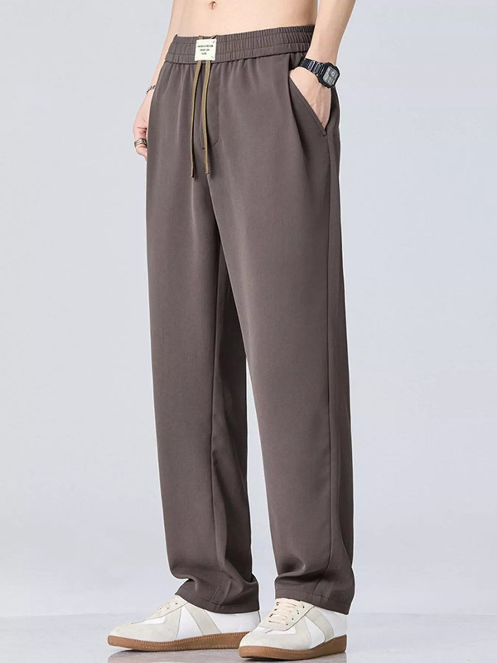 Wide Leg Pants in Dark Gray in Tan for Men