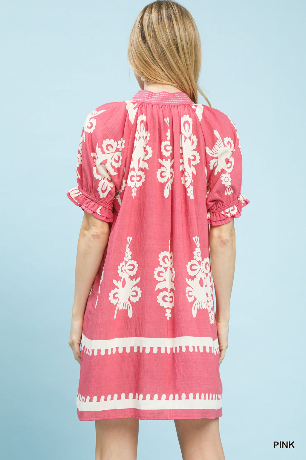 Two Tone Border Print Mini Dress in Pink for Women