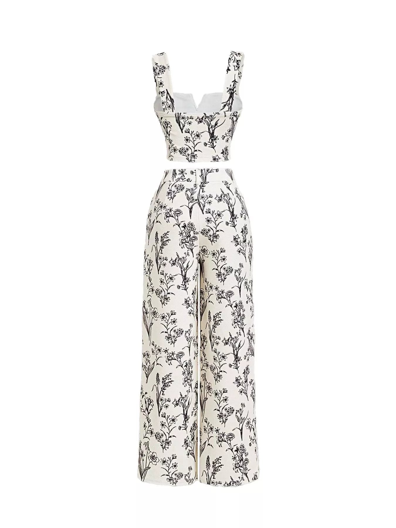 Floral Print Cami Top and Wide Leg Pants Set in Purple for Women
