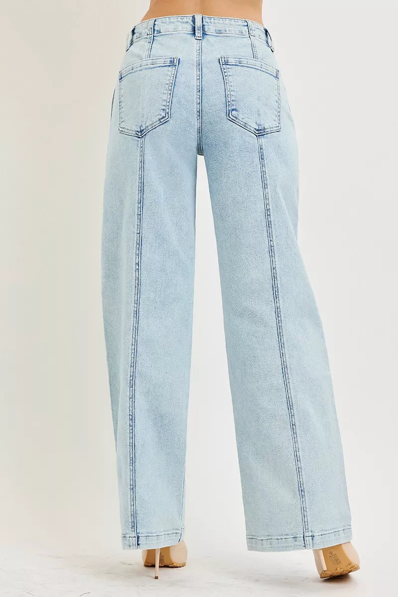 Slouchy Wide Leg Jeans in Acid Light for Women